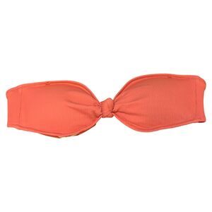 Aerie Ribbed Knot Bandeau Bikini Top Pink Coral Size Small